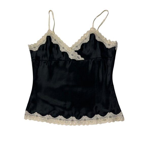 One Step Up Y2K Style Camisole Tank Top Black w/ Lace Trim Size Juniors Medium - Picture 3 of 11